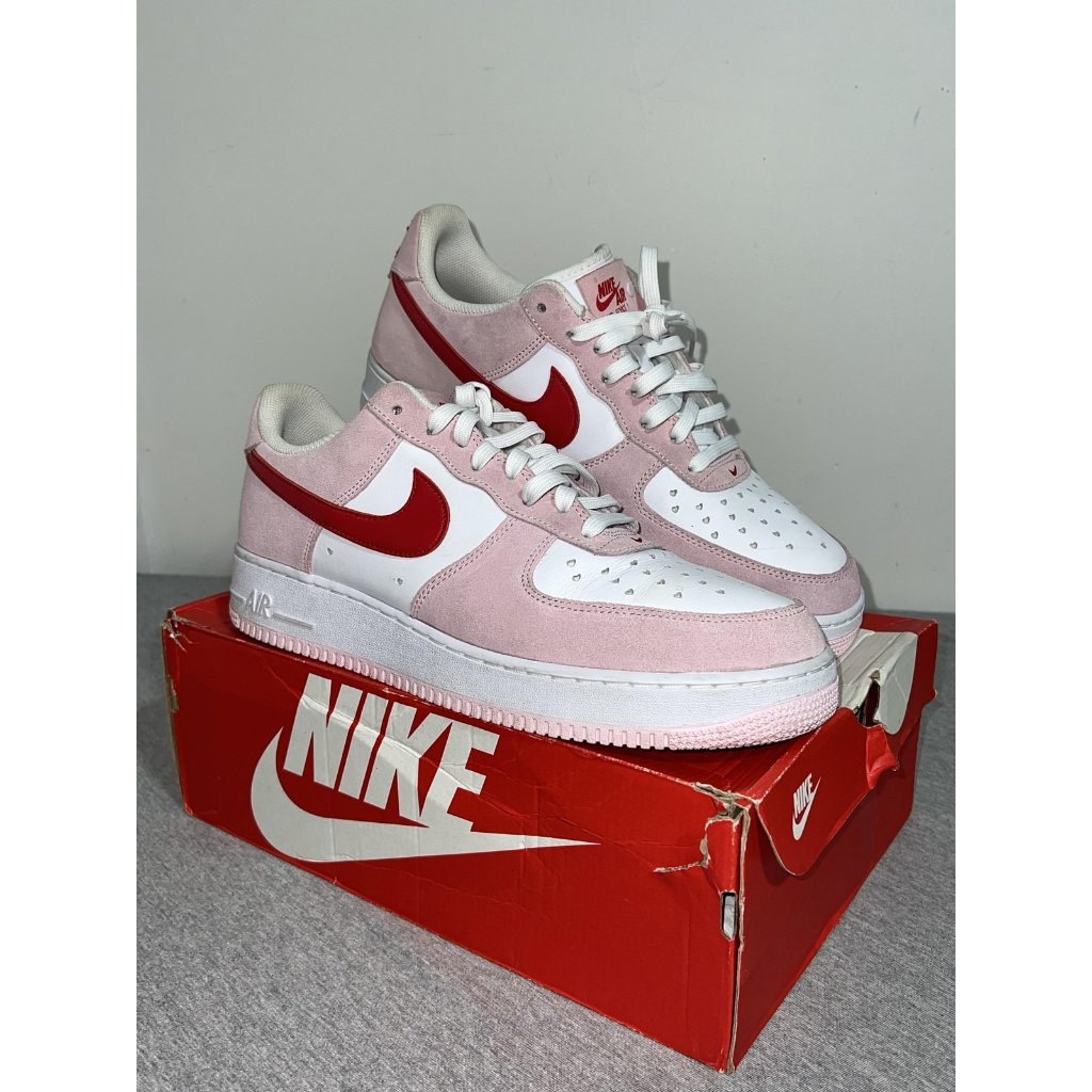 Nike Air Force 1 Low Shoes Mens Size 12.5 Valentines Day Heart Dd3384-600 Rpb